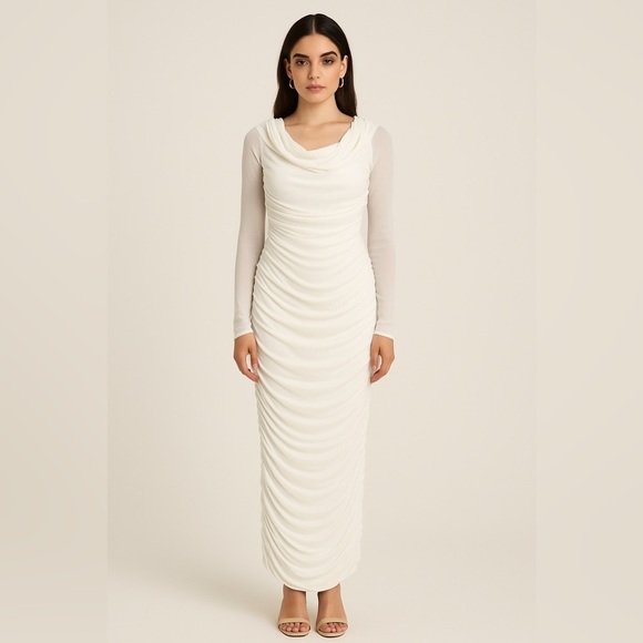 LoveShackFancy White Ruched Long Sleeve Dress | Perfect for Brides & Special Occ - Picture 1 of 5